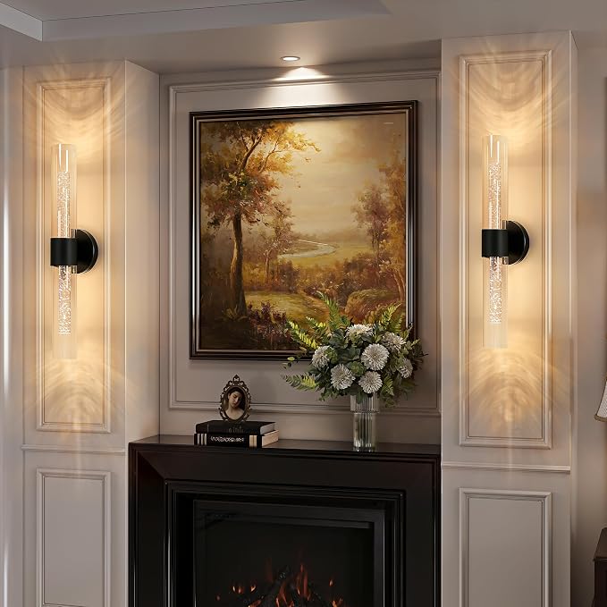 Morauroral Black Battery Operated Wall Sconces Set of 2, Rechargeable Wall - Image 2