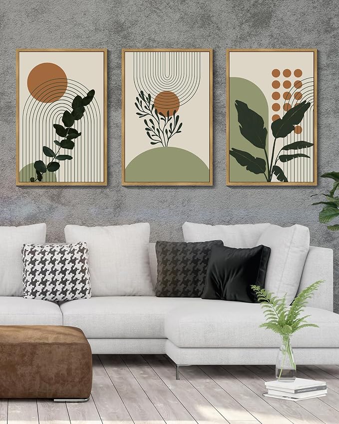 PHOPAGO Boho Plant Wall Art Green Botanical Bohemain Framed Wall Printing - Image 5
