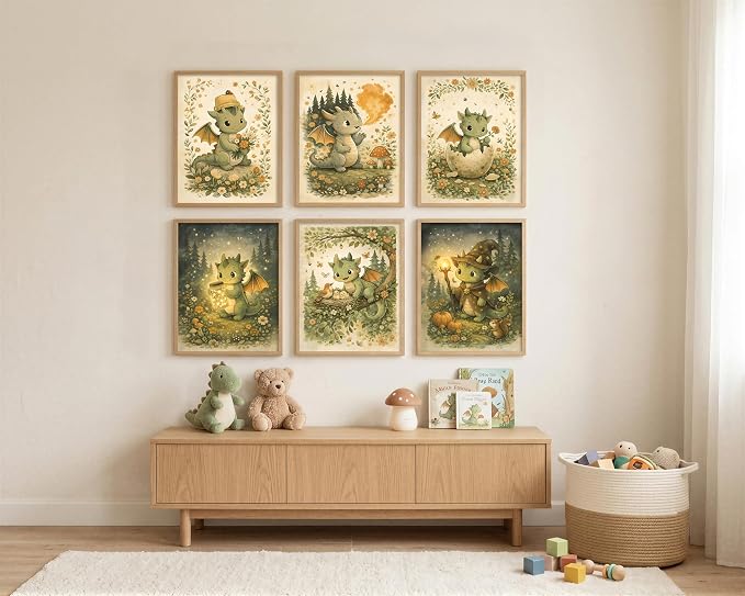tgguytiy Vintage Nursery Dragon Wall Art - Image 7
