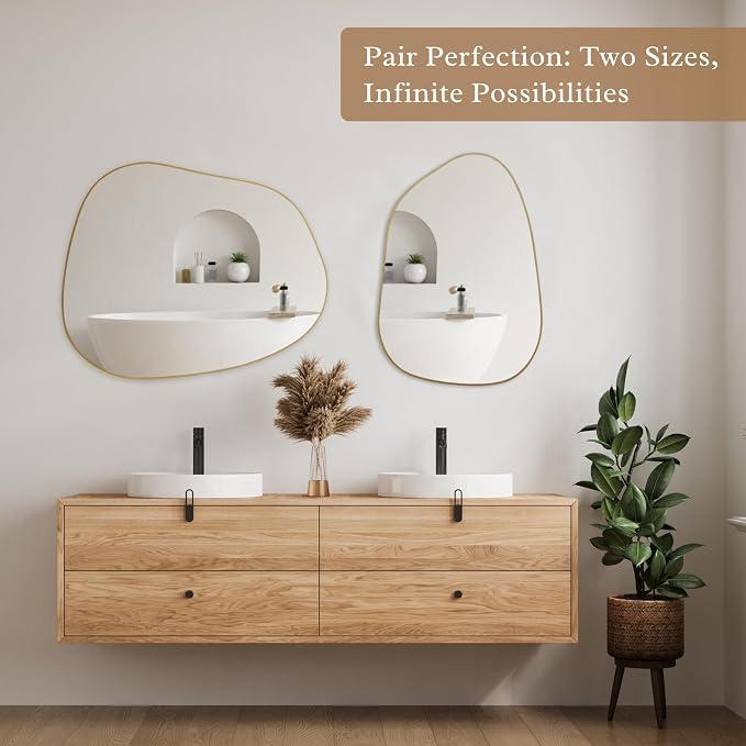 PERFNIQUE Irregular Wall Mirror Asymmetrical Mirror, Decorative Modern Boho - Image 4