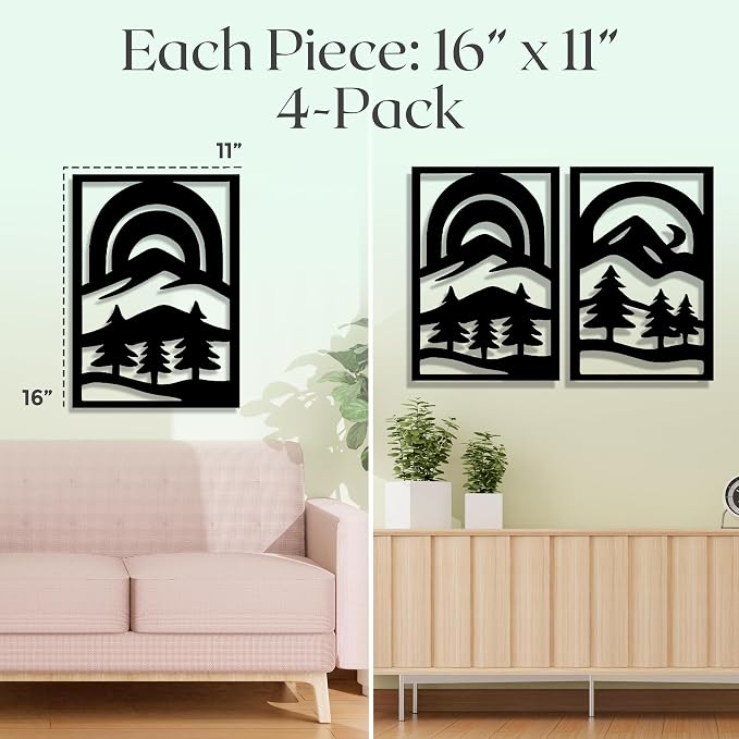 GALLERY GRACE Metal Wall Art Decor – 11" x 16" Set of 4 Abstract Landscape - Image 6