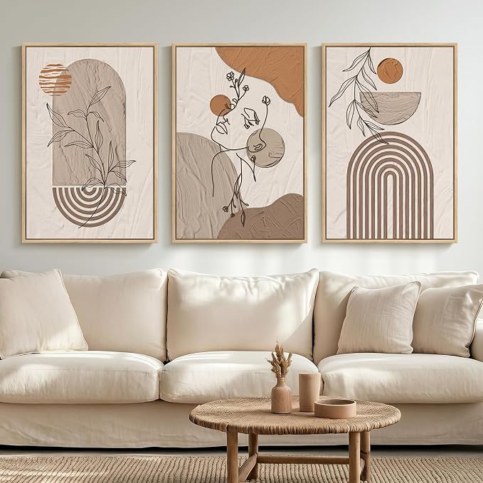 Large Framed Earth Tone Boho Abstract Wall Art by Cuspin
