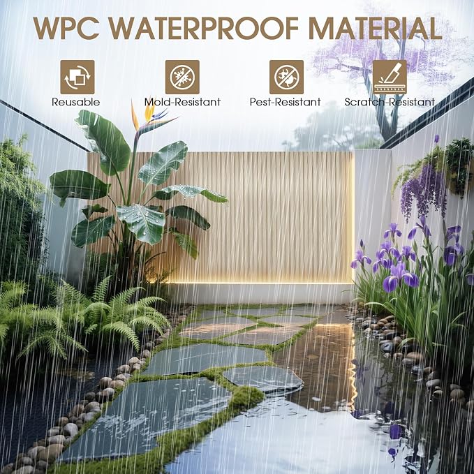 WPC Slat Wall Panels 8 Pack 96" x 8.2", Waterproof Fluted Wall Paneling - Image 3