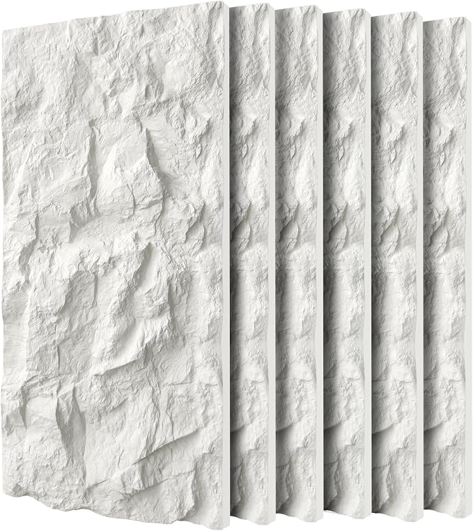 3D Faux Stone Wall Panels, Lightweight & Waterproof Accent Marble Rock Skin by Gahowlen