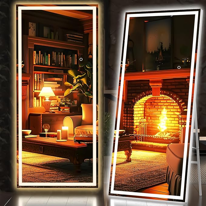 Hasipu Full Length Mirror with Lights, Full Body Dressing Hanging Mounted Mirror by Whatssuitableisthebest