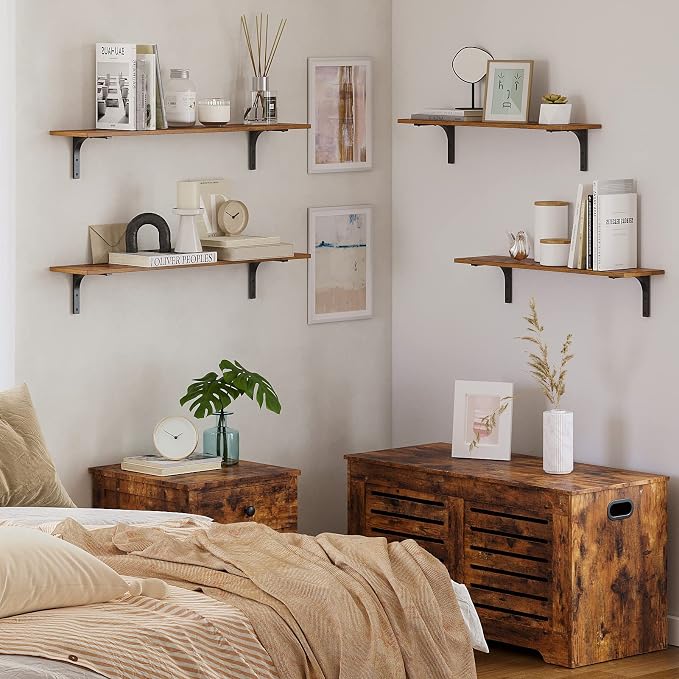 DINZI LVJ Long Wall Shelves, 23.6 Inch Wall Mounted Shelves Set of 2, - Image 8