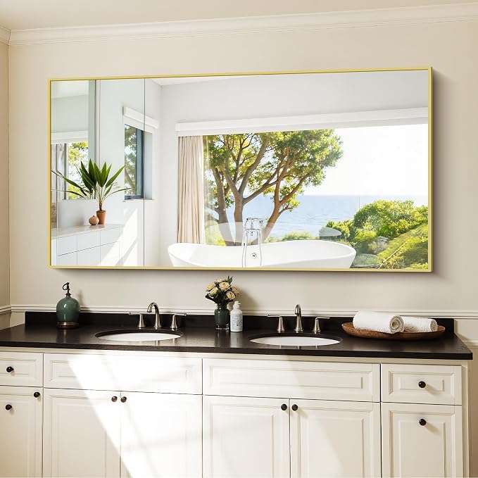 KOCUUY Large Gold Bathroom Mirror, 60x30 inch Rectangular Mirror - Image 6