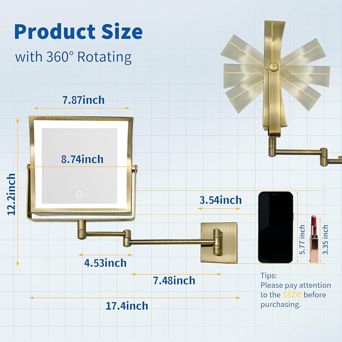 Ruacq Rechargeable Wall Mounted Makeup Mirror - Image 7