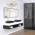 Wall Mount Mirror for Bathroom, Brushed Black Metal Framed Large Rounded Corner by Minuover
