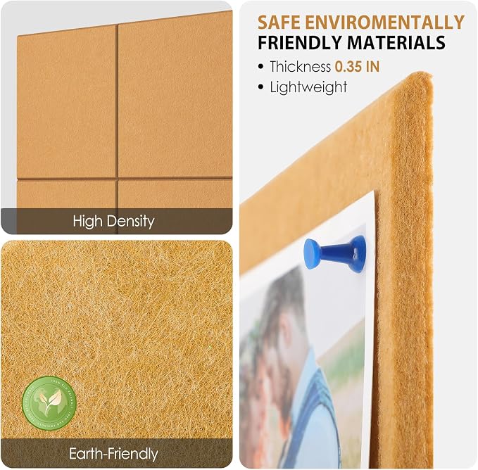 MaxGear Large Cork Board for Wall 36" x 24", Mustard Yellow Bulletin Board - Image 2