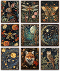Morris Wall Paintings Poster Set of 9, Vintage Rabbit Fox Starry Sky Bee by Unknown