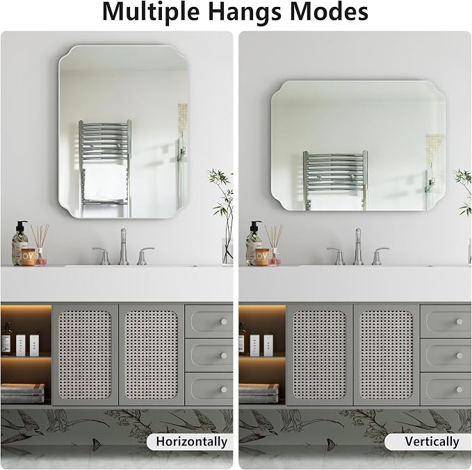 Bathroom Mirrors for Over Sink, Frameless Mirrors for Wall, 24x18 Inch Beveled - Image 7