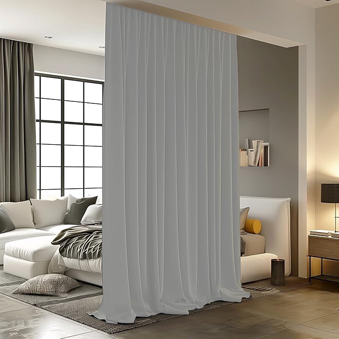 Room Divider Curtains for Ceiling Track Rod, 4.3 ft Wide x 10 ft Tall, Light by RoomDarkning