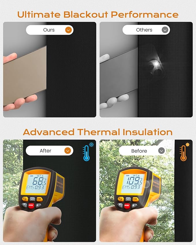 Portable Blackout Curtains for Bedroom, Easy Install No Drill Black Out - Image 4