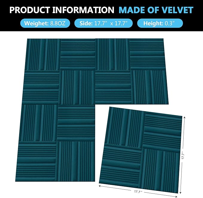 Velvet 3d wall panels for Interior wall Decor peel and stick, Soundproof - Image 3