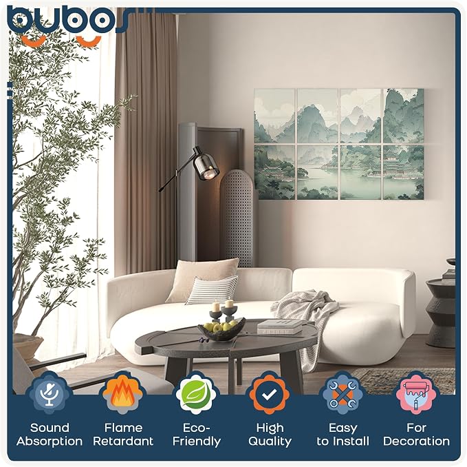 BUBOS 8 Pack Art Acoustic Panels Soundproof Wall Panel, 47.2X31.4 Inches Sound - Image 3