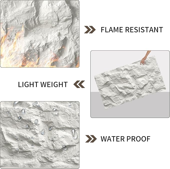 3D Faux Stone Wall Panels, Lightweight & Waterproof Accent Marble Rock Skin - Image 3
