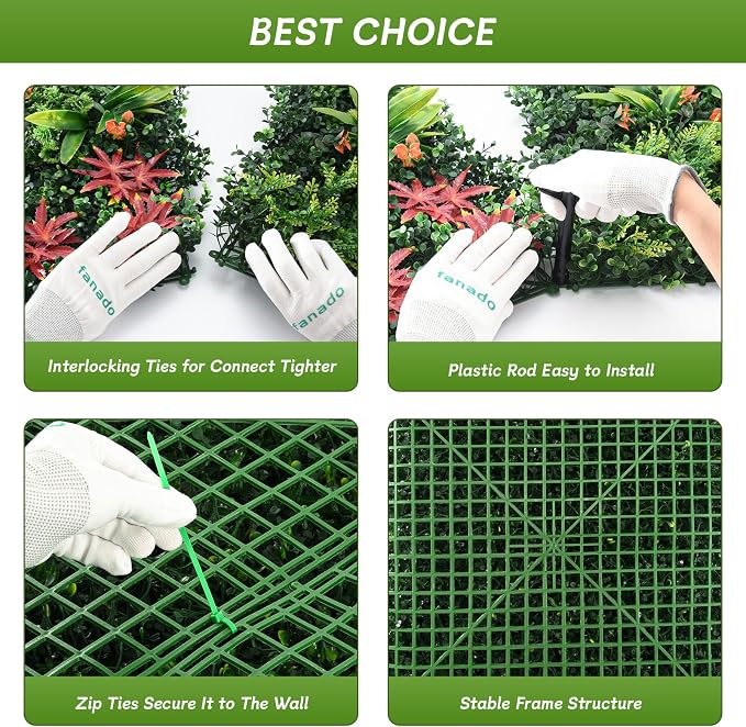Grass Wall Panels 18 Pack 20"x20", Artificial Hedge Greenery Wall Backdrop - Image 5