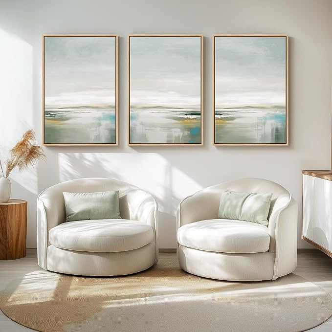 Large Framed Green Abstract Landscape Wall Art - Image 4