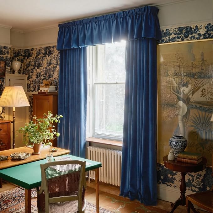 NICETOWN Navy Blue Velvet Cafe Valance, Window Treatment - Image 3