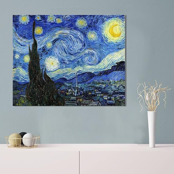 Van Gogh Canvas Wall Art: Starry Night Landscape Painting Picture Reproduction - Image 6