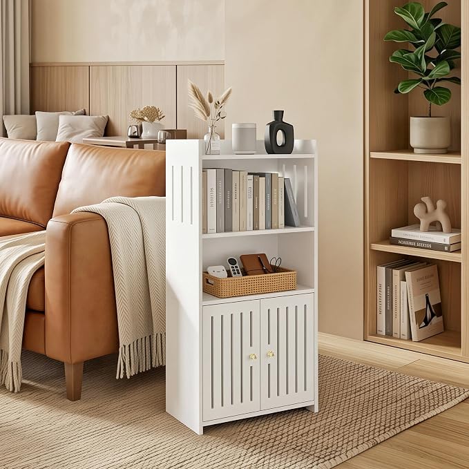 HAYOFAMY Bathroom Storage Cabinet, 4-Tier White Floor Cabinet Freestanding - Image 4