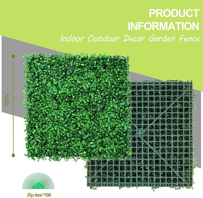 AOKIE 10"X10" Artificial Grass Wall, Party Garden Fence Decor - Image 3