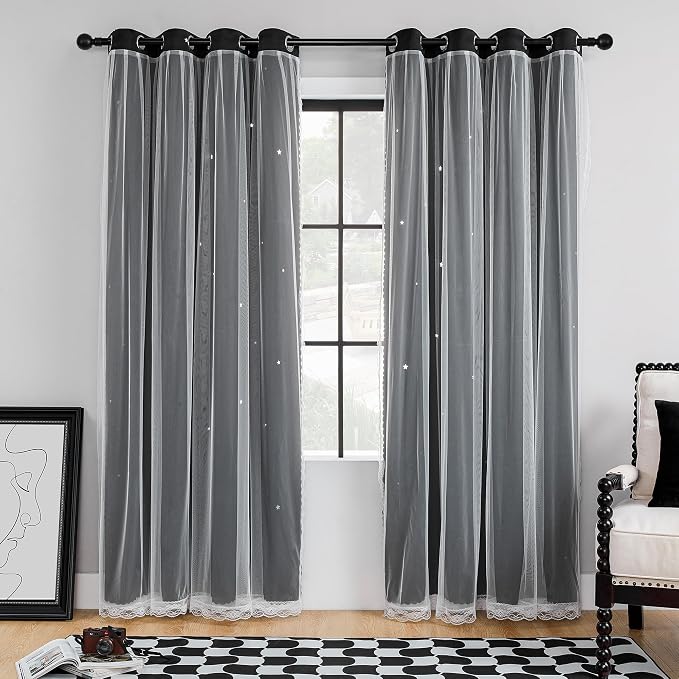 XiDi Blackout Drapes for Bedroom Windows, Unicorn Curtains for Kids Room by Addsomecolortolife
