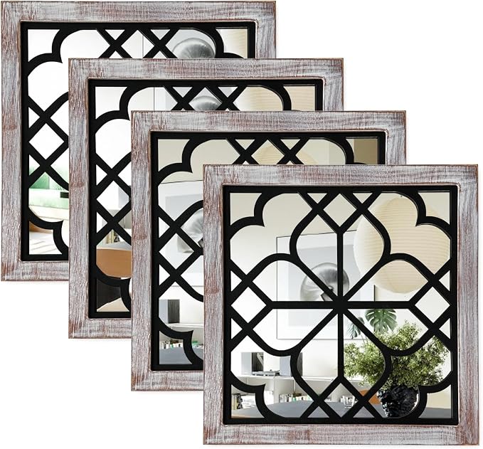 ZEXUIRU 4 Set. Rustic Wall Mirrors by ZEXUIRU