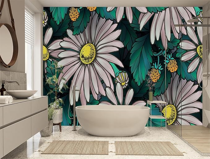 XMPMBM-Sunflower Cartoon Plant Floral Fabric Wallpaper Leaf Botanical Living - Image 2