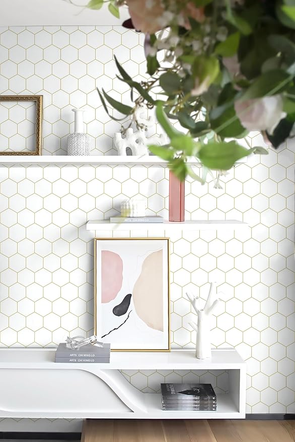 Gold Wallpaper Geometric Peel and Stick Wallpaper - Image 4