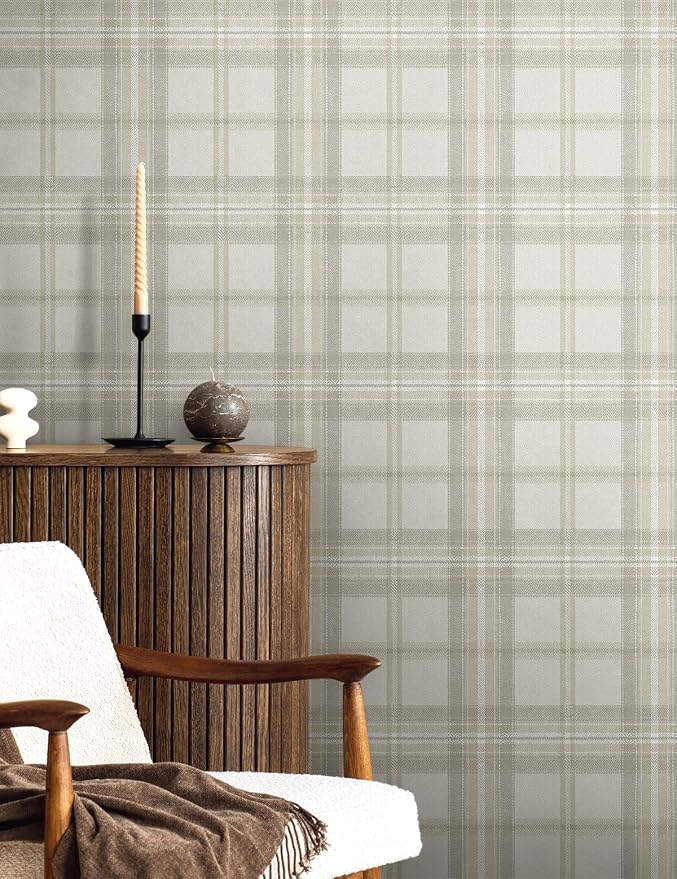 NextWall Harry & Grace Herringbone Plaid Premium Matte Non-Woven Peel and Stick - Image 3