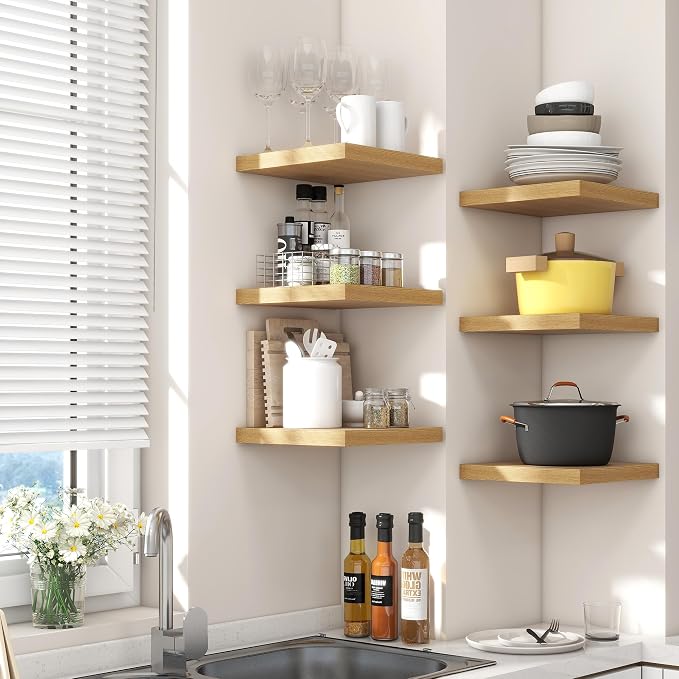 Square Floating Shelves for Wall 8"W x 8"D x 1.2"H, Small Engineered Wood Wall - Image 2