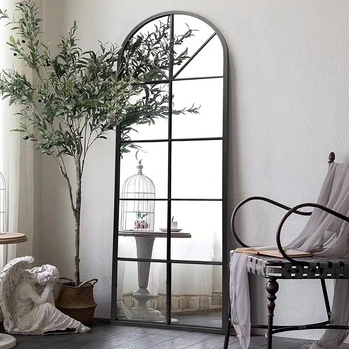 Floor Full Length Mirror, Large Window Pane Body Mirrors, No Stand by ZMYCZ