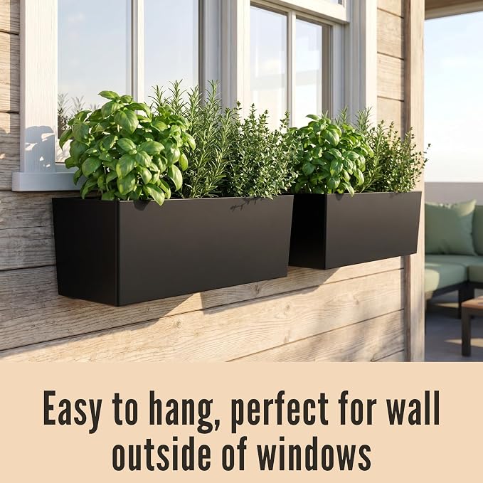 LaLaGreen Wall Planters for Outdoor Black Self Watering System Hanging Planter - Image 5
