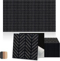 Mollywell Acoustic Panels, PVC Wood-Grain Decor, 12x12 Inch Carved Pattern by Mollywell