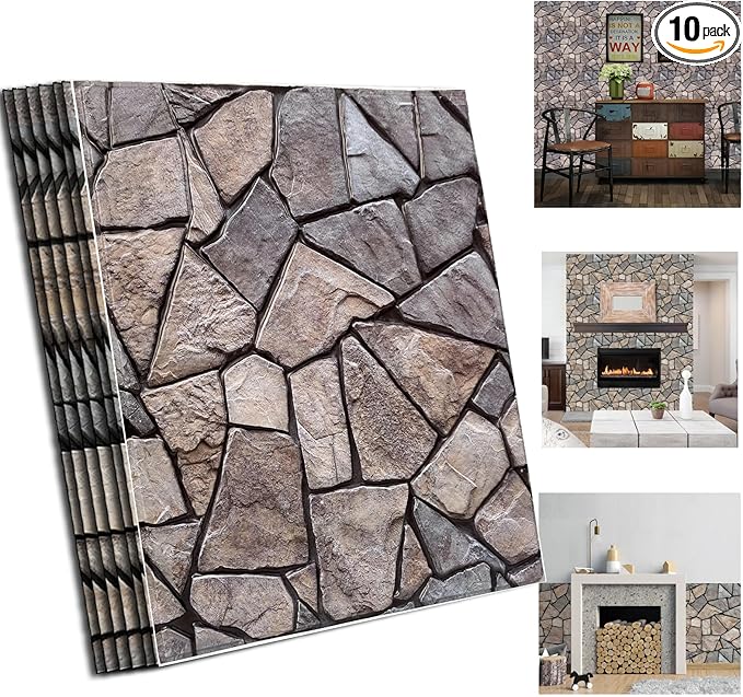 3D Self Adhesive Wall Panels, PVC Tiles Backsplash DIY Brick Wallpaper Tile by Stunningwallpanels