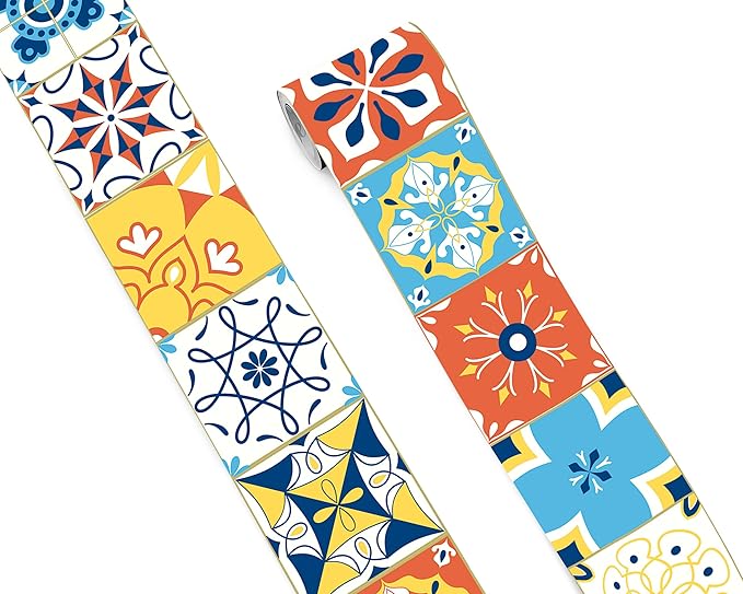 FLFK Wall Border Tile Stickers Peel and Stick Wallpaper Border by FLFK