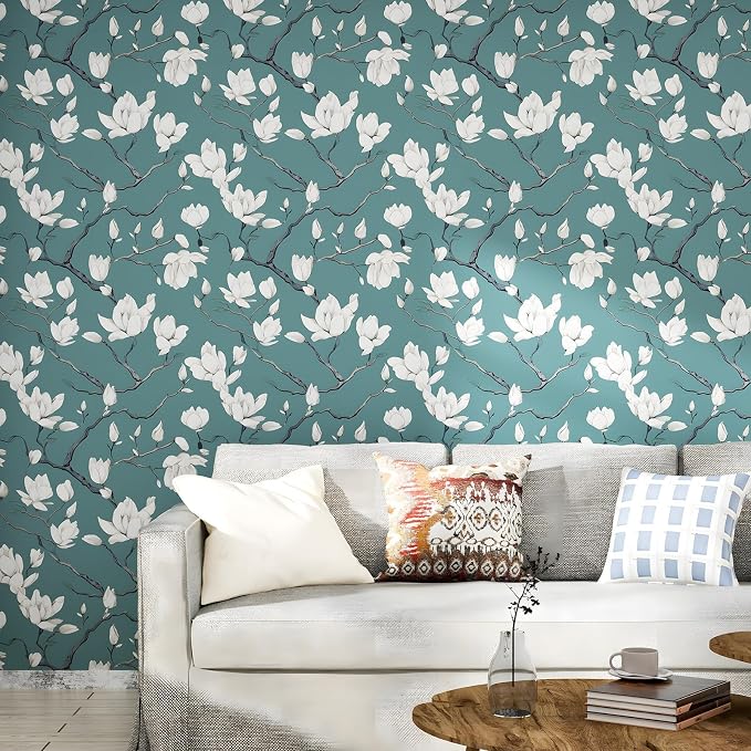 Laatse Blue and White Wallpaper Peel and Stick Vintage Floral Contact Paper - Image 4