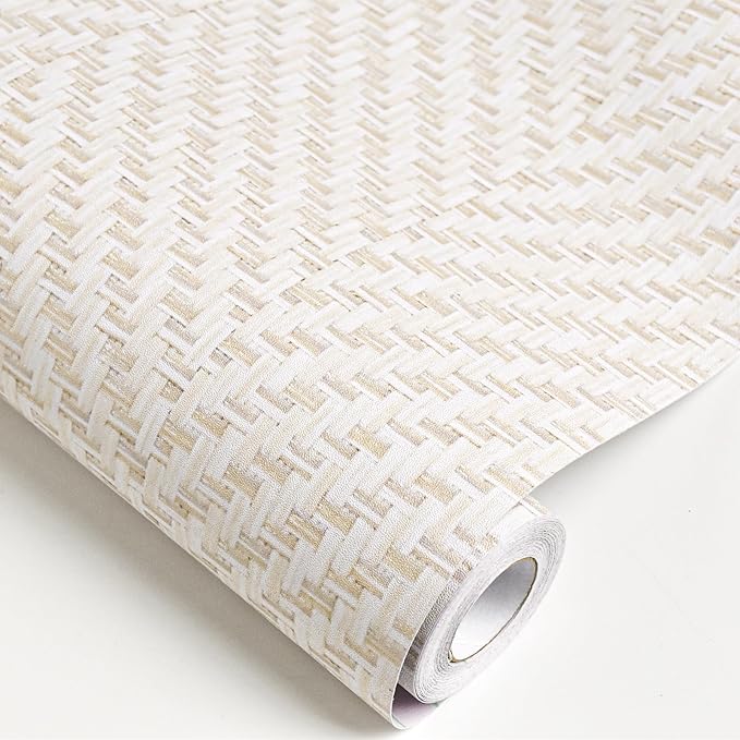 Rugreat Striped Grasscloth Wallpaper Peel and Stick Textured Grass Cloth by ExploringWallpaperArtwithRugreat