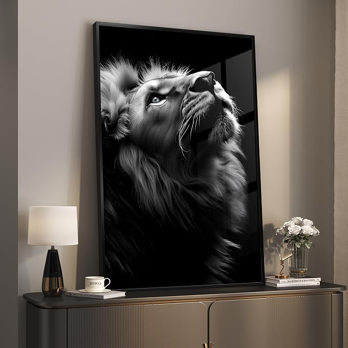 Framed Black and Gray Modern Wall Art, Contemporary Animal Portrait Prints by Cuspin