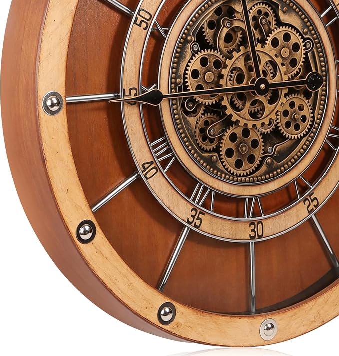 HOIBAI Wall Clock, 27 Inch Moving Gears Clock Large Wall Clock - Image 4