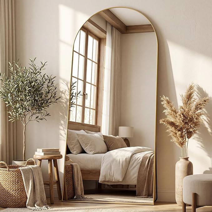 Antok 76" x34” Arched Full Length Floor Mirror, Free Standing/Wall Mount/Leaning - Image 2