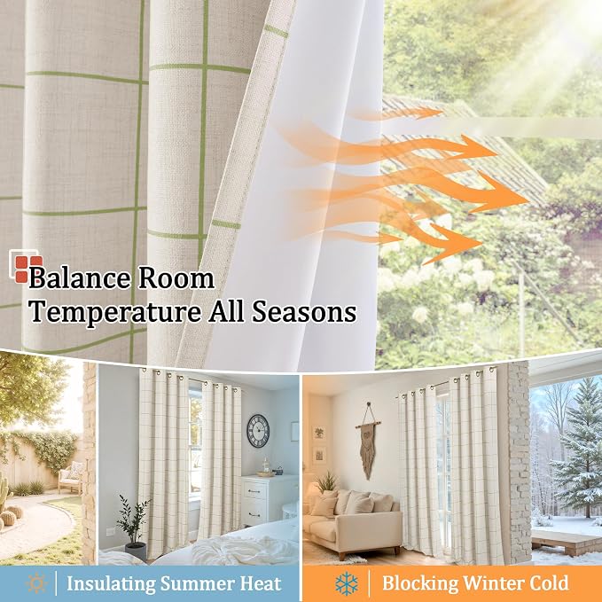 Lajode Sage Green Plaid Curtains Pattern Printed 90 Inches Long - Image 7