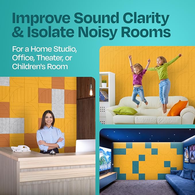 Acoustic Panels 12-Pack Soundproof Wall Panels 12"x12"x0.4" Decorative Sound - Image 7