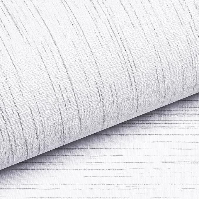 Livelynine 15.8x197 Peel and Stick Grasscloth Wallpaper White Textured Wall - Image 6
