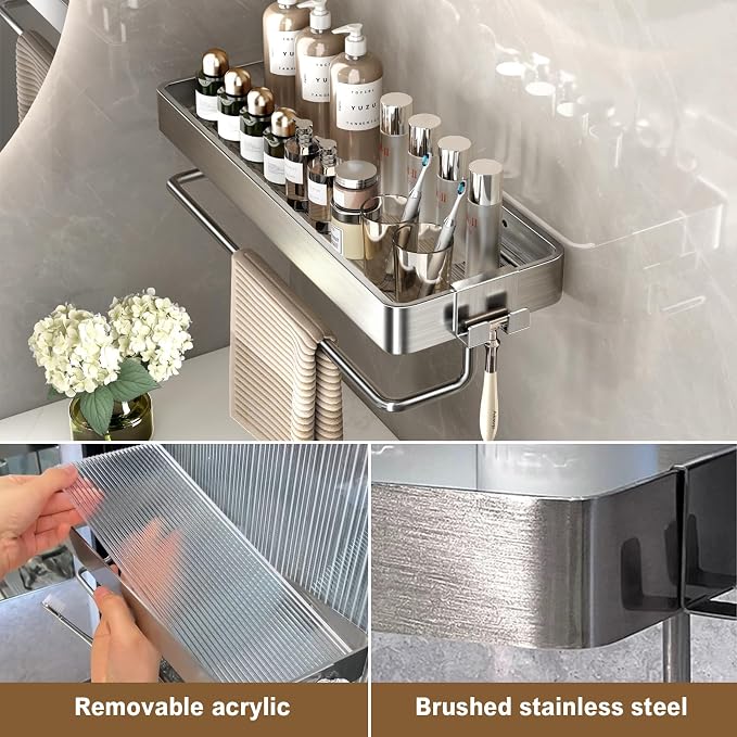 VOLPONE Stainless Steel Wall Mounted Bathroom Shelves - Image 2