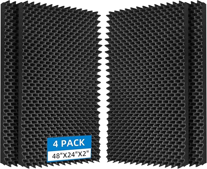 4 Pack Sound Proof Foam Panels |48"×24"×2" Quick-Recovery Soundproof Wall by GeynnpleSoundproofBoards