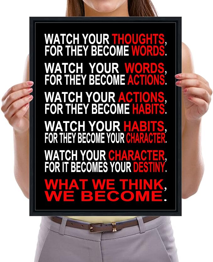 Pyradecor Black Framed Canvas Wall Art Inspirational Poster Office Positive - Image 5