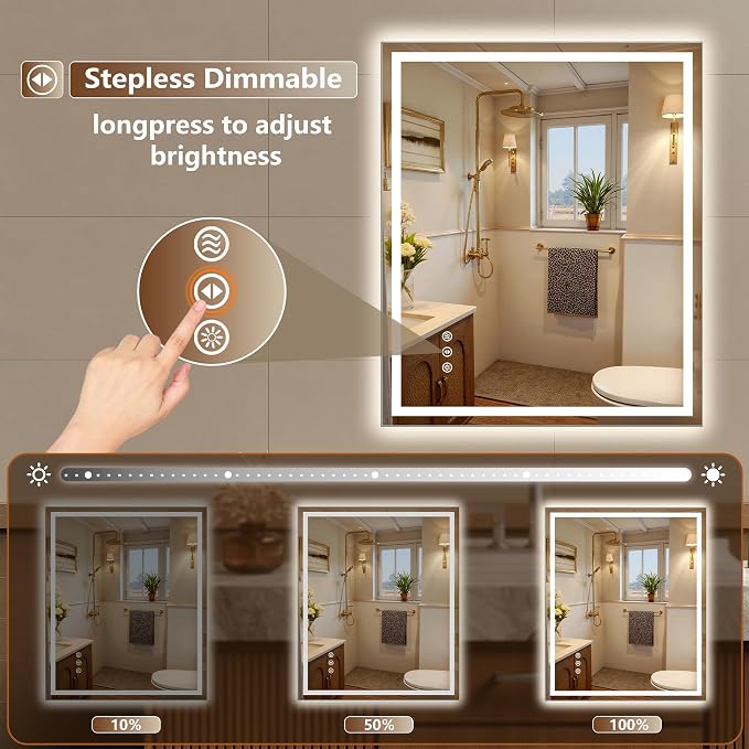 30x36 Inch LED Lighted Bathroom Mirror - Image 3